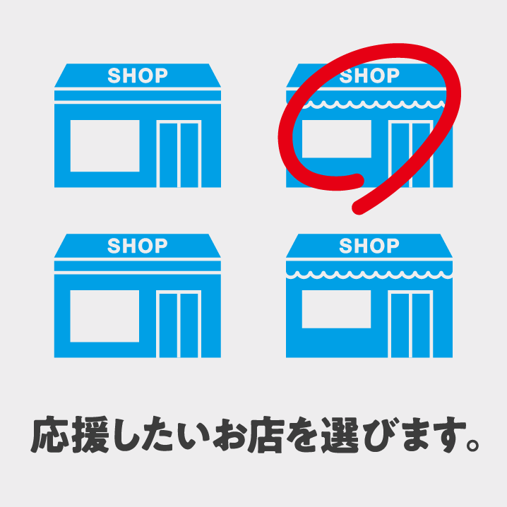 応援したいお店を選びます。